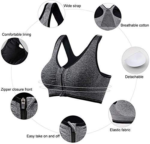 ZIP PADDED WIRE FREE SPORTS BRA