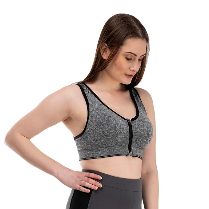 ZIP PADDED WIRE FREE SPORTS BRA