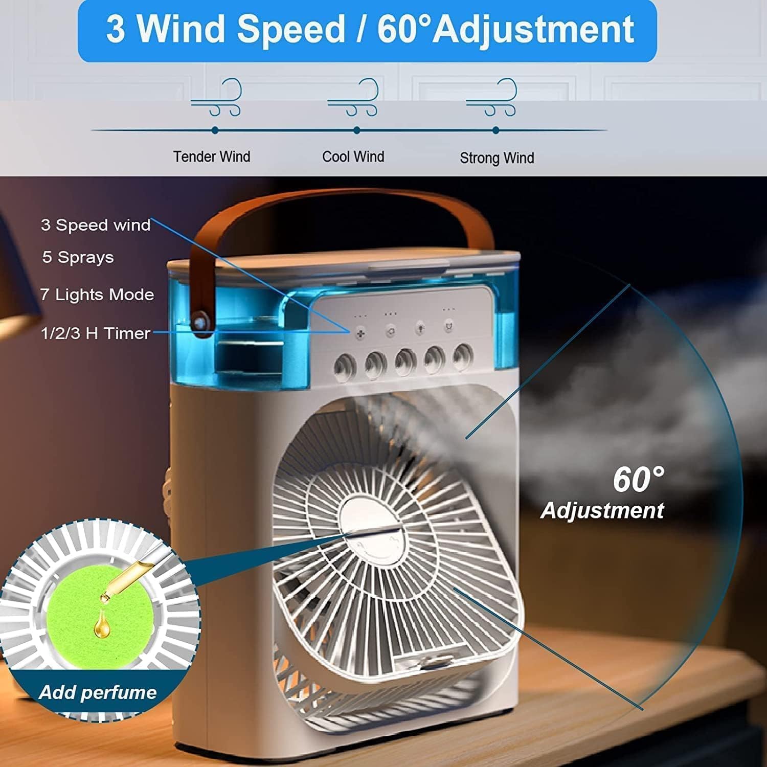 Portable Air Cooler Fan with Water Tank