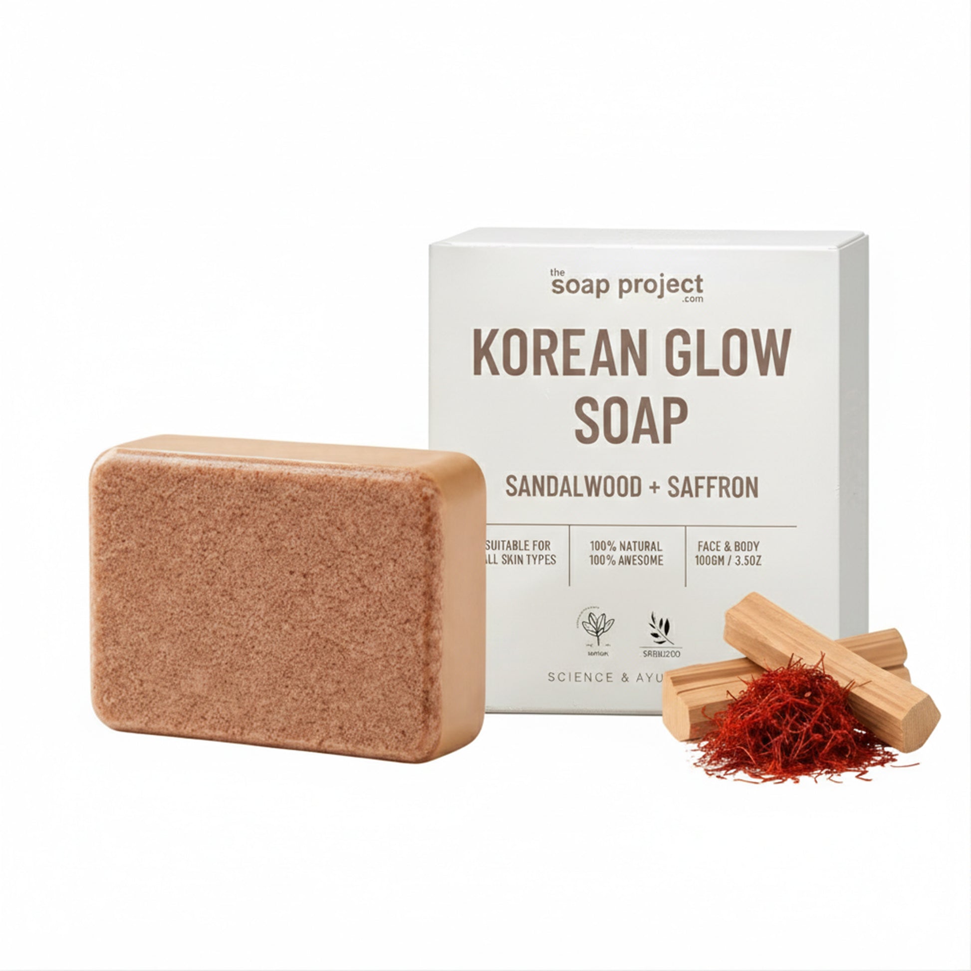 KOREAN GLOW SOAP - SANDALWOOD & SAFFRON (DE-TAN SOAP)