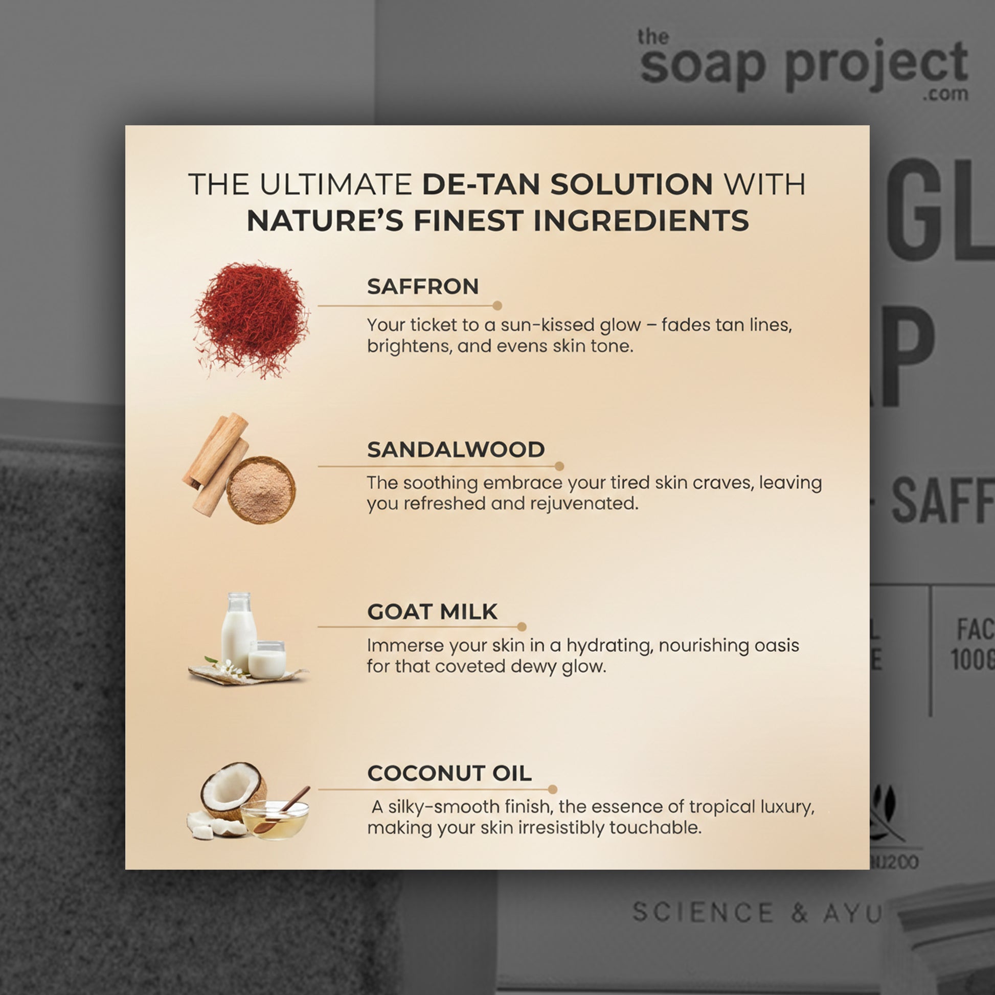 KOREAN GLOW SOAP - SANDALWOOD & SAFFRON (DE-TAN SOAP)