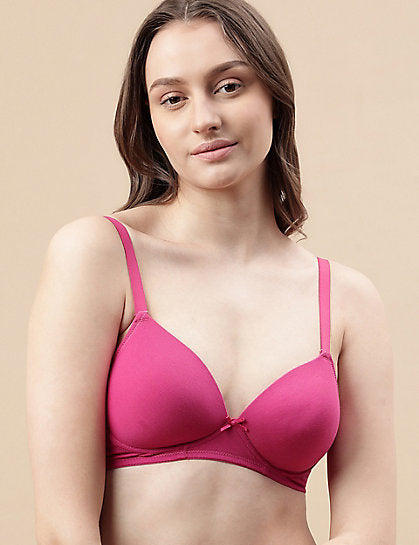 COTTON MIX PADDED BRA (HOT PINK)