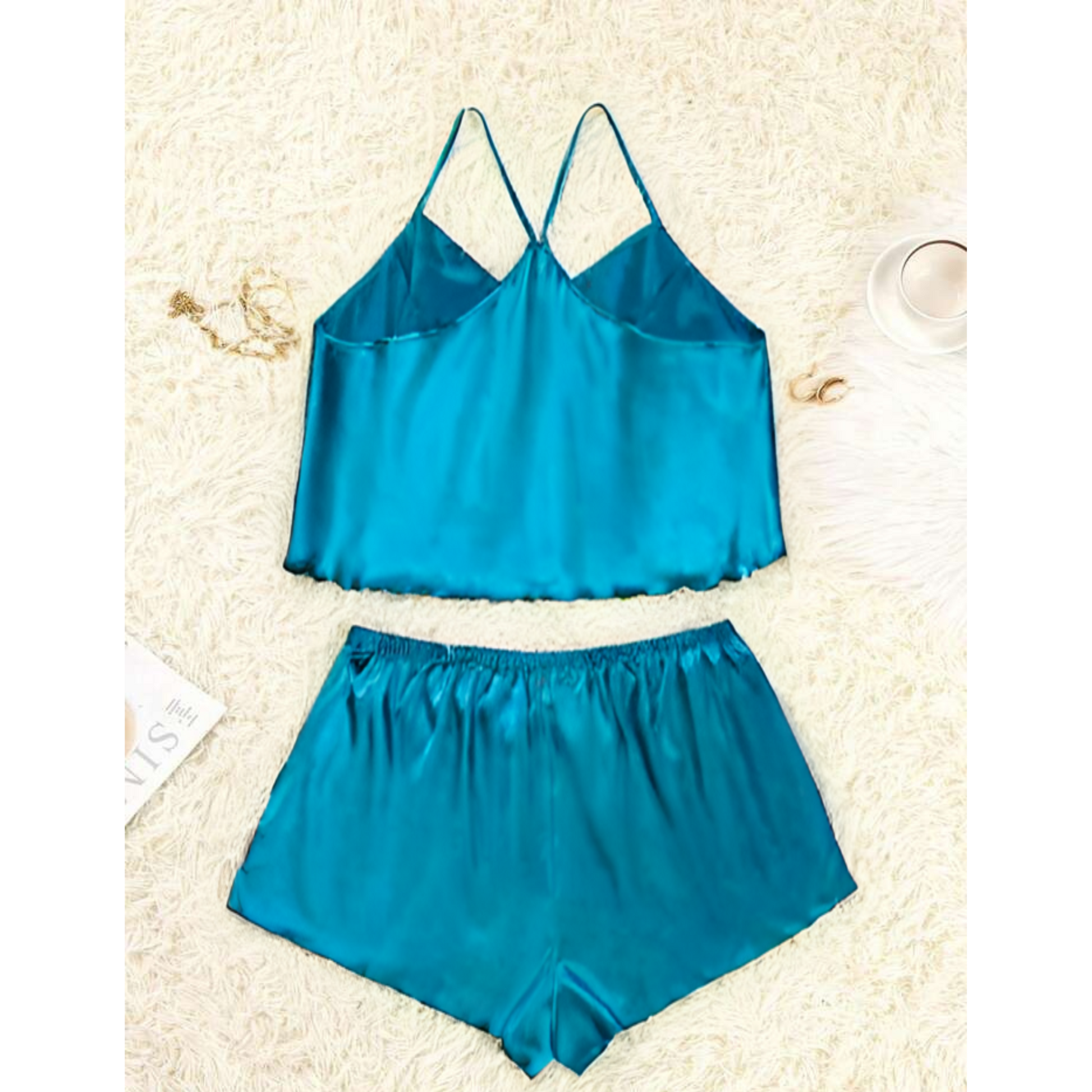 SATIN SOLID CAMI SHORTS NIGHT SUIT