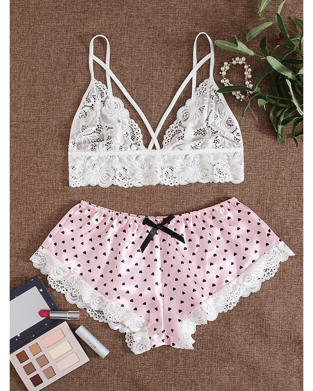 PINK PRINTED HEART SHORTS NIGHT SUIT